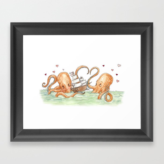 Octopus Valentine  Framed Art Print