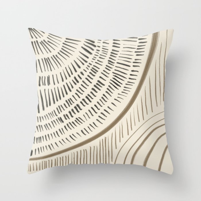 Radial Lines in Tan and Black Throw Pillow