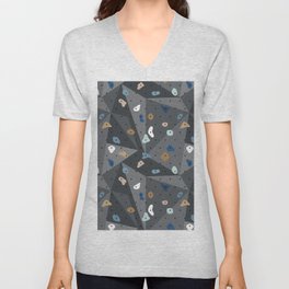 Colorful boulders for climbing lovers sports pattern cool blue gray  V Neck T Shirt