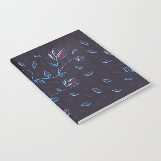 Abstract Glowing Blue Flowers Notebook