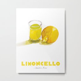 Limoncello Cocktail Metal Print | Lemon, Typography, Summer, Drink, Modern, Italy, Watercolor, Italian, Happy, Refreshing 
