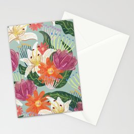 mint watercolor floral pattern Stationery Card