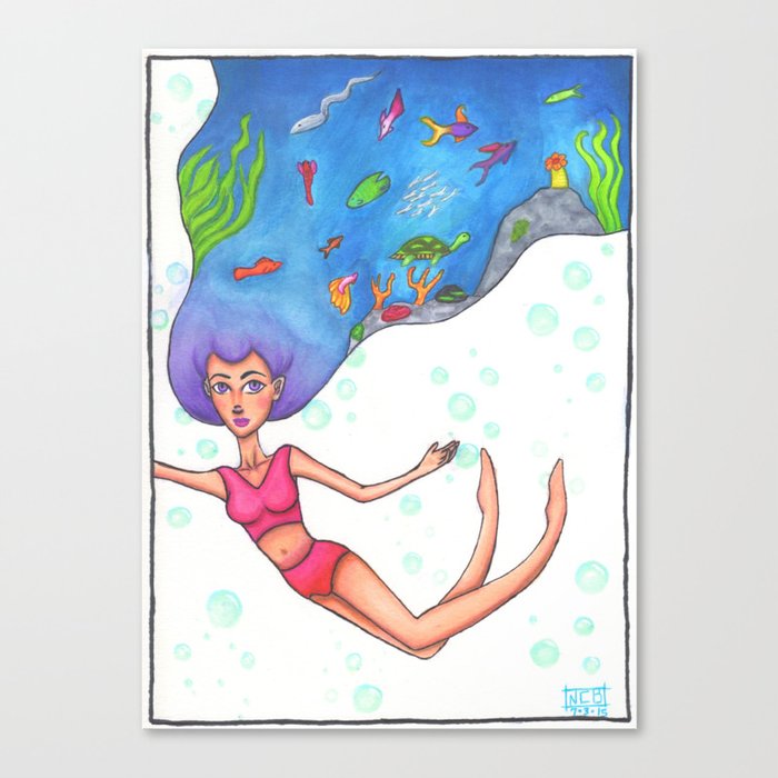 Under the Sea - watercolor painting Canvas Print