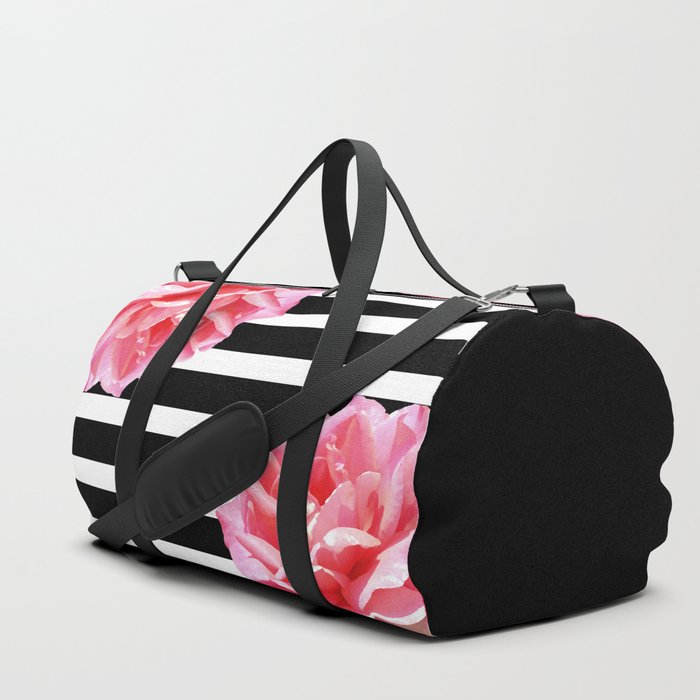 Pink duffle bag shop black and white