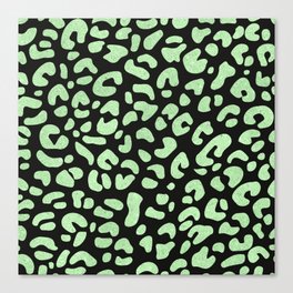 Green Glitter Leopard Pattern Canvas Print