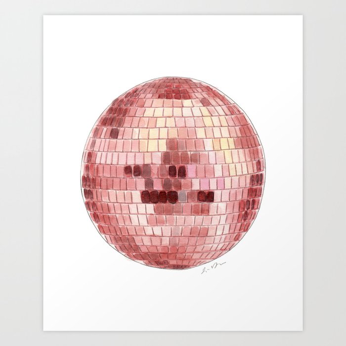 Rose Gold Disco Ball Art Print