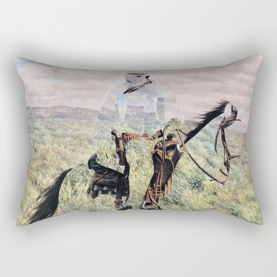 The Unknown Rider in Death Rides The Pecos Rectangular Pillow