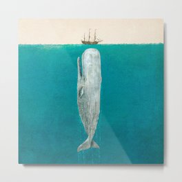 The Whale - Full Length - Option Metal Print | Ink, Digital, Nautical, Blue, Fanbrothers, Terryfan, Curated, Sea, Mobydick, Vintage 