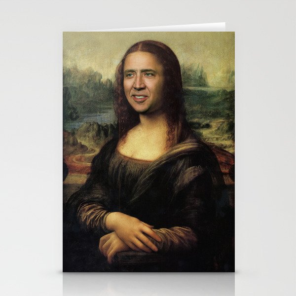 Nicholas Cage Mona Lisa face swap Stationery Cards