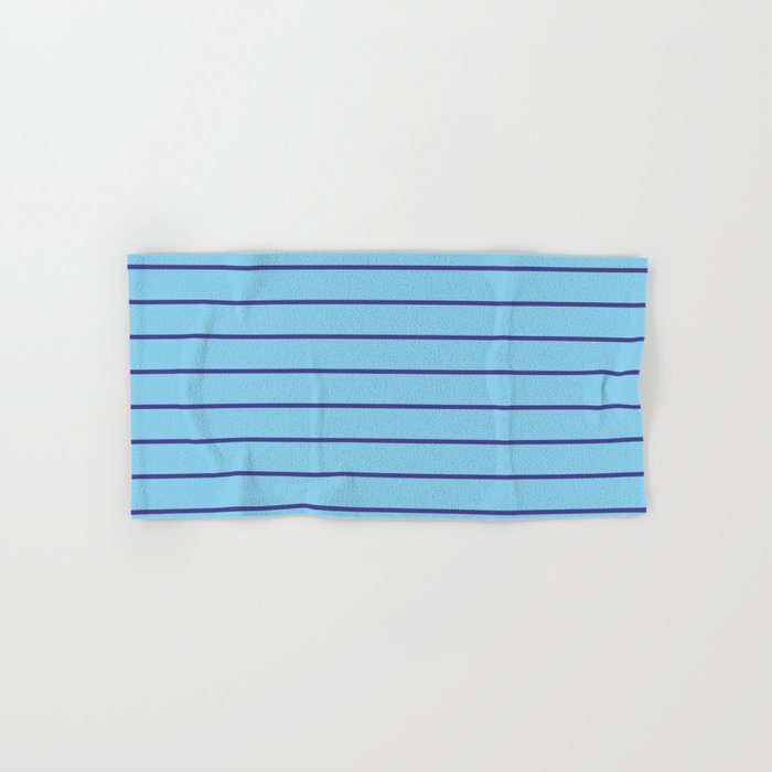 Dark Slate Blue & Sky Blue Colored Lines/Stripes Pattern Hand & Bath Towel