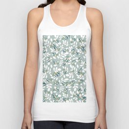 Abstract white mint green yellow watercolor cactus floral Unisex Tank Top