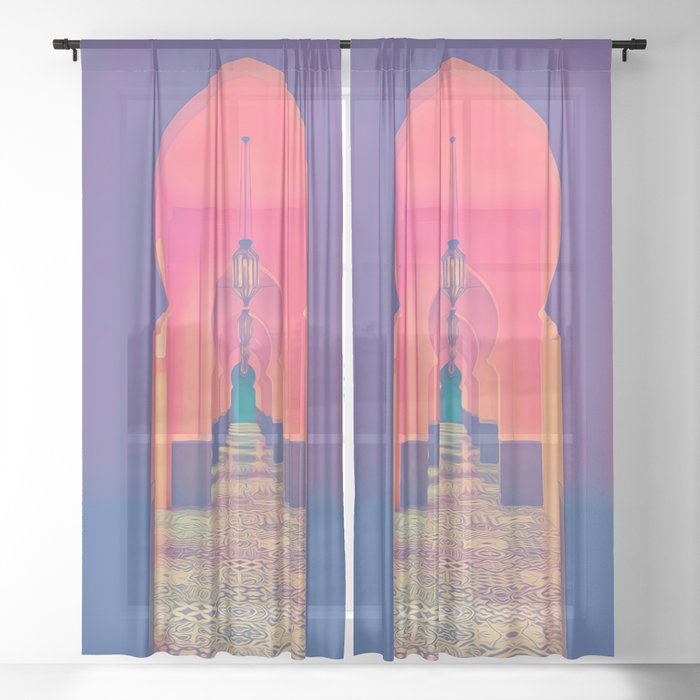 Arabic pink, pastel, summer Sheer Curtain