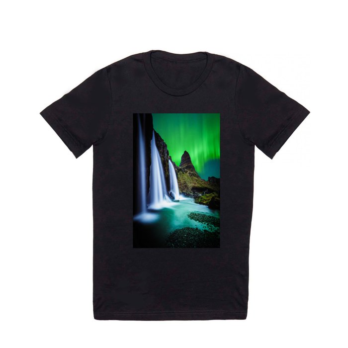 Aurora Borealis Waterfall T Shirt