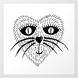 Kitty Love - Heart cat Art Print