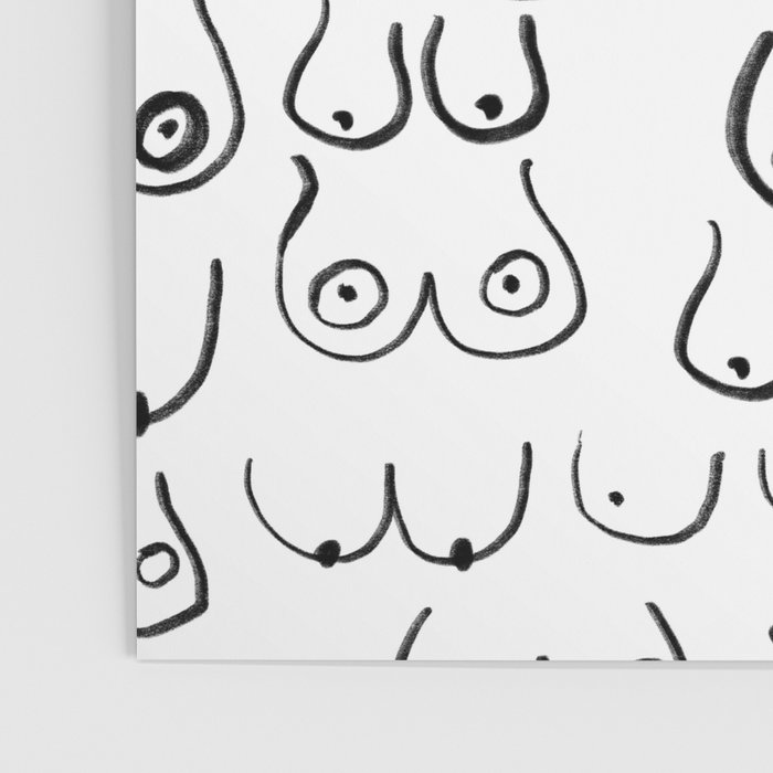 Boobs Sketch Black and White Art Board Print for Sale by