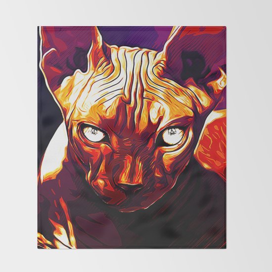 Sphynx Cat From Hell Va Throw Blanket By Gxp Design Society6
