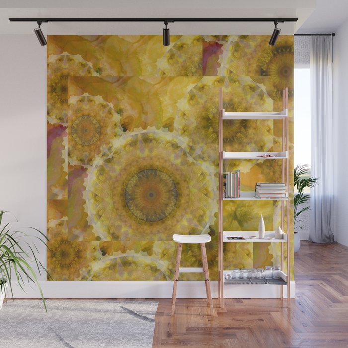 Yellow Impressions Abstract Mandala Art Wall Mural