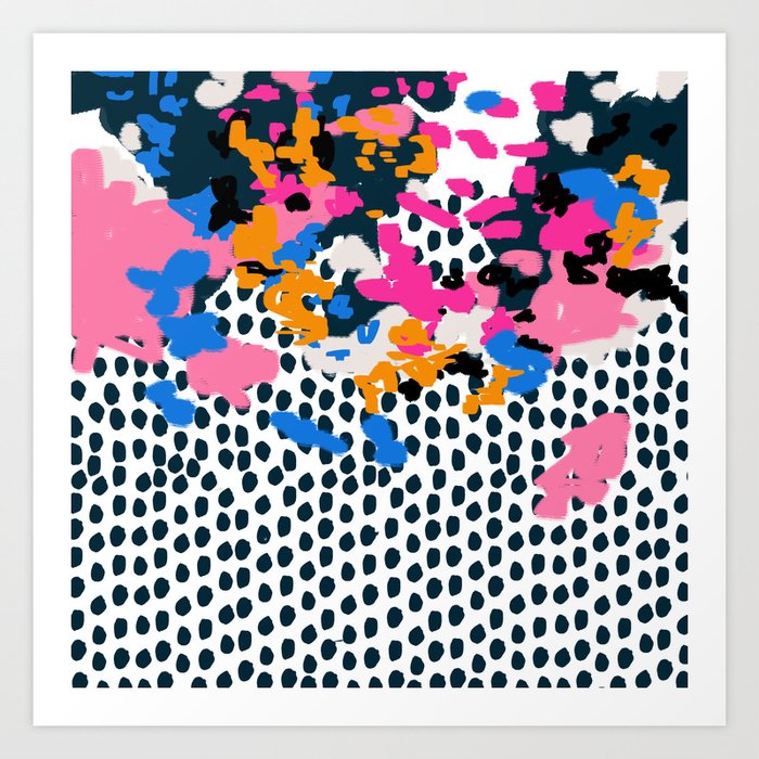 Kenzi - abstract painting minimal hot pink blue dots color palette boho ...