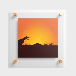 Dinosaurs with volcano  Floating Acrylic Print