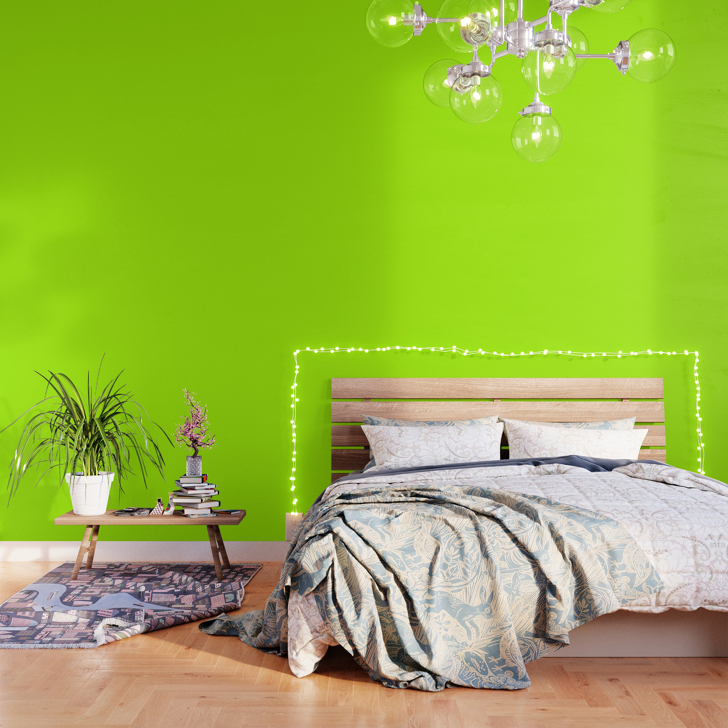 Trendy modern lime green neon color Wallpaper by Pink Water | Society6