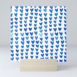 Brush stroke hearts - blue Mini Art Print