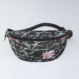 Watercolor Poppies on Black Fanny Pack
