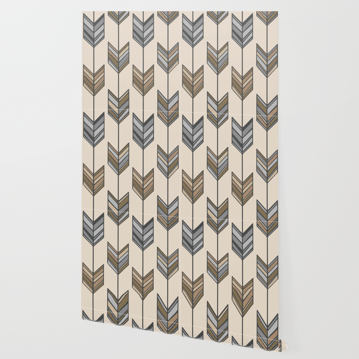 Boho Arrow Fletching Pattern Neutral Brown And Grey Wallpaper By Avenie Society6