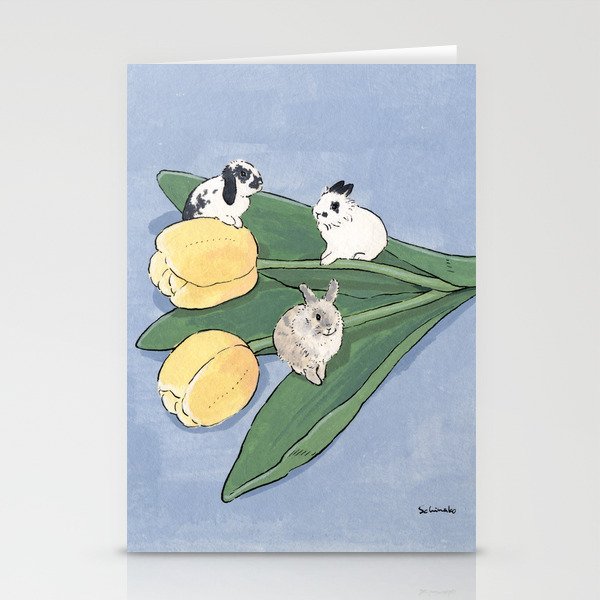 Tulip and bunnies Stationery Cards