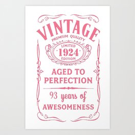 Pink-Vintage-Limited-1924-Edition---93rd-Birthday-Gift Art Print