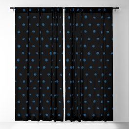 Elegant Painted Polka Dots Circles Black Blue Blackout Curtain