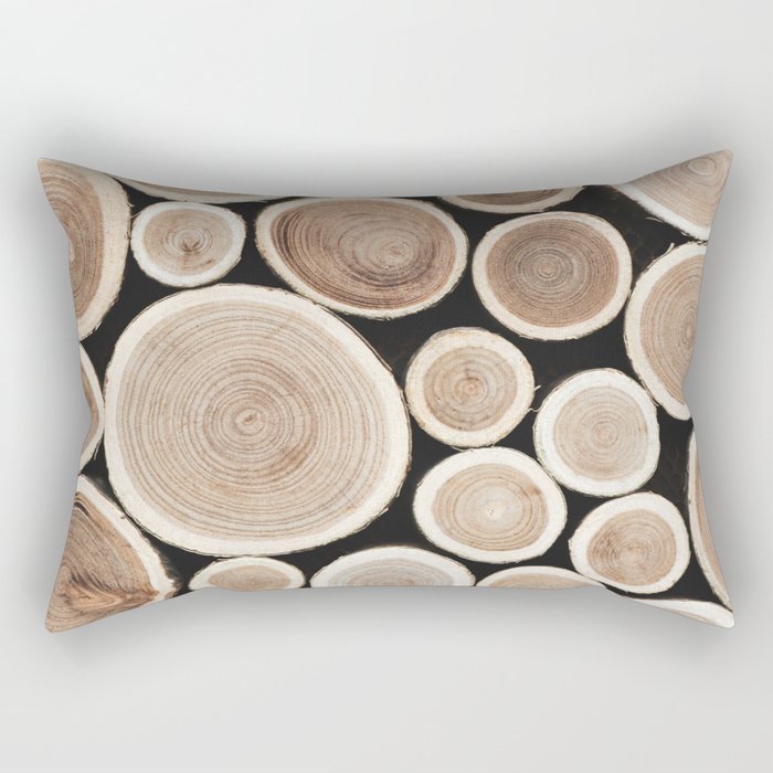 Stacked Logs  4 - Timber - Tree - Woodlands Cabin  Photography by Ingrid Beddoes Rectangular Pillow