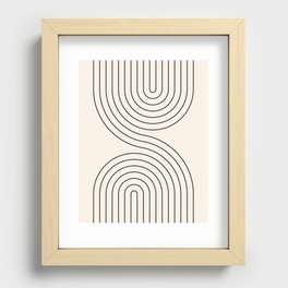 Geometric Lines in Black and Beige 21 (Rainbow and Lines Abstraction) Recessed Framed Print