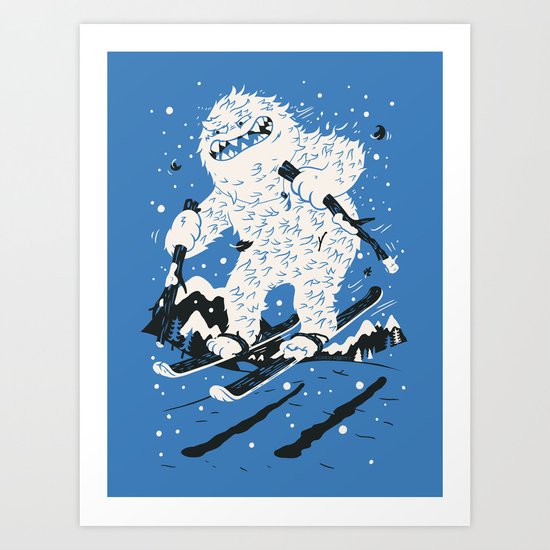 Skiing Yeti Art Print