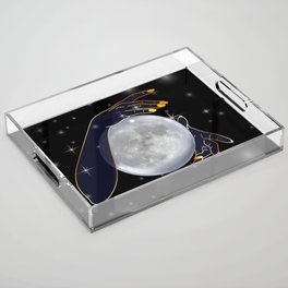 Mystical Hands holding full moon performing a magic ritual	 Acrylic Tray