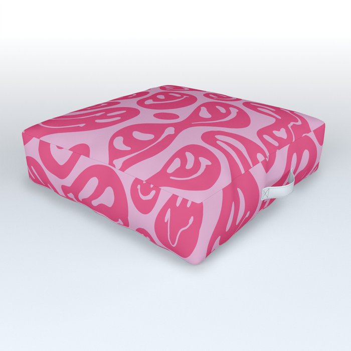 Pink Dripping Smiley Outdoor Floor Cushion