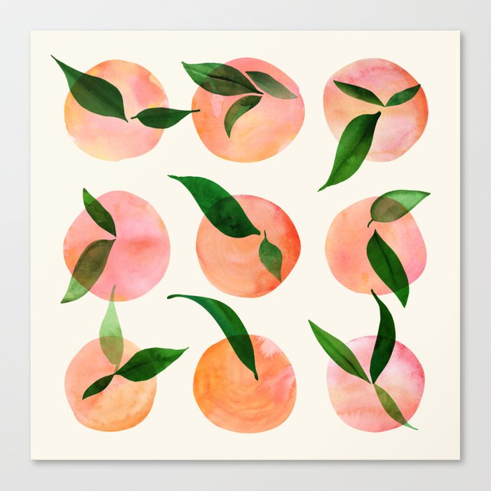 Abstract Watercolor Fruit Shapes Canvas Print