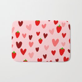 Strawberries and Hearts Bath Mat