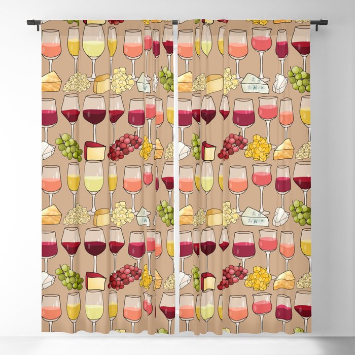 Wine and Cheese (cork brown) Blackout Curtain