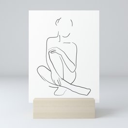 Woman body pose line art Mini Art Print