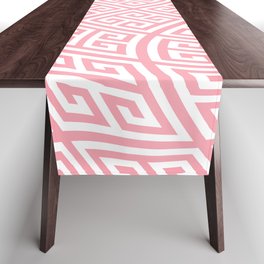Pink and White Greek Key Liquify Table Runner