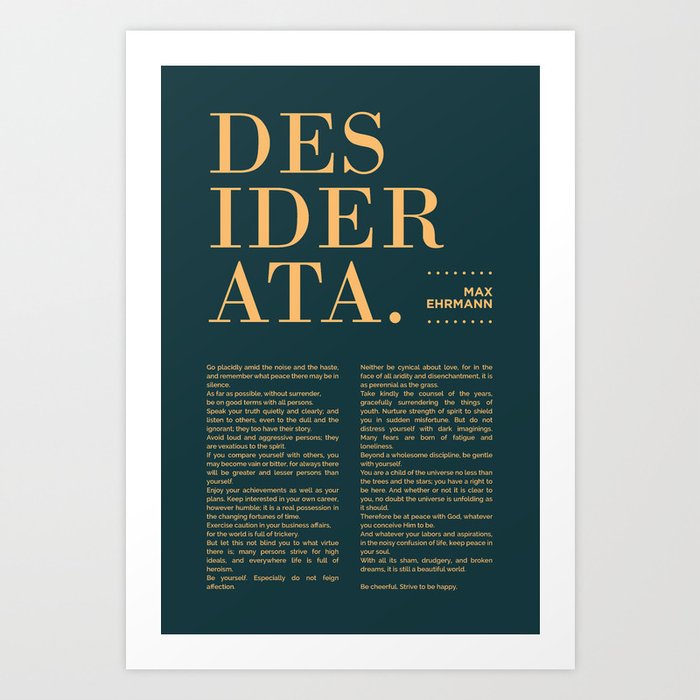 Desiderata by Max Ehrmann - Typography Print 16 Art Print