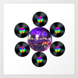 Disco Rainbow Album Flower Art Print