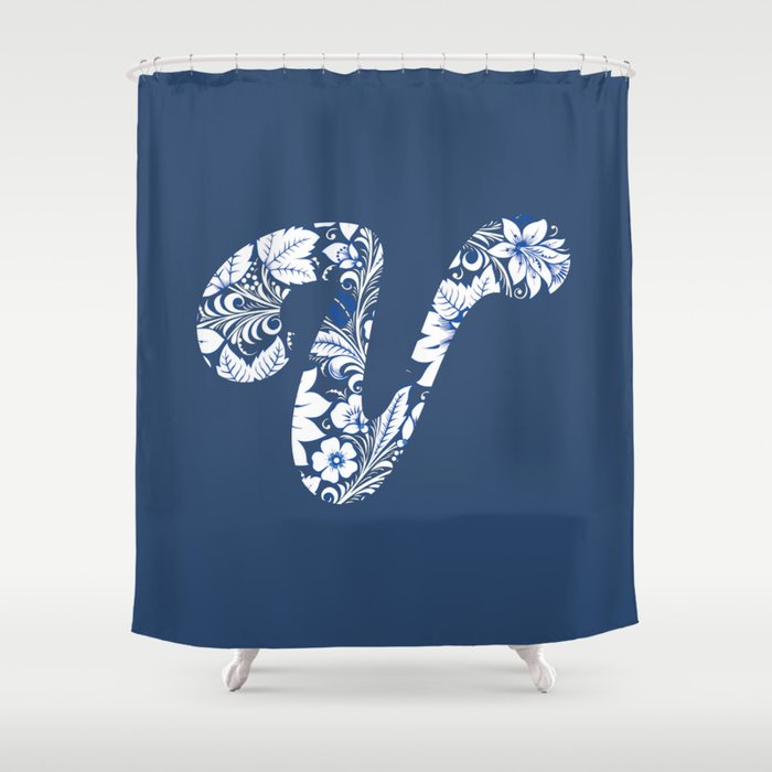 Chinese Element Blue - V Shower Curtain