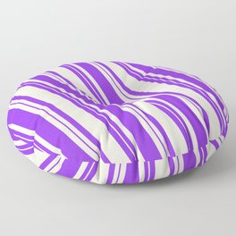 [ Thumbnail: Beige and Purple Colored Lined Pattern Floor Pillow ]