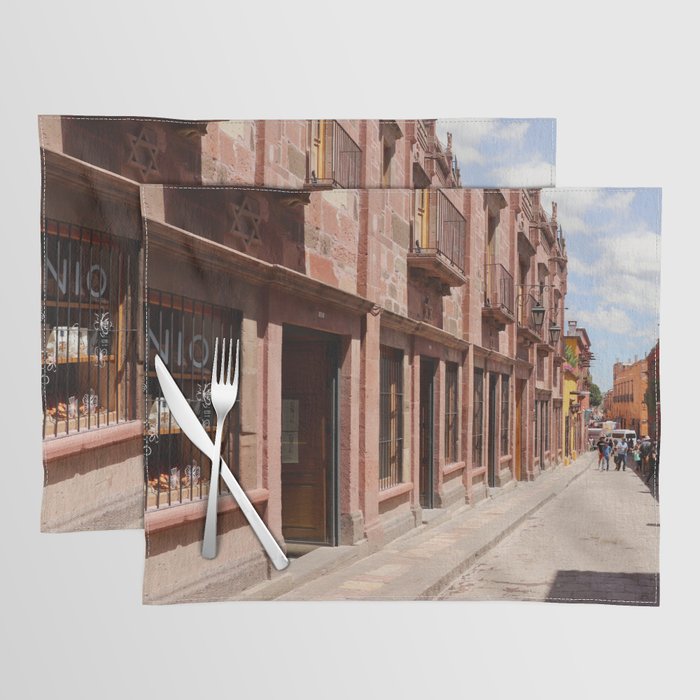 Mexico Photography - Mexican Street Filled With Stores Placemat