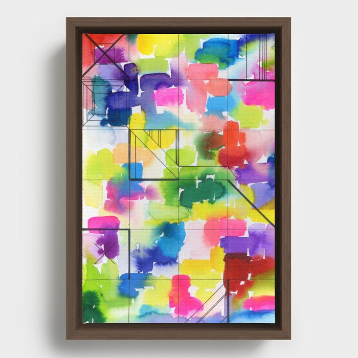 rainbow geometry Framed Canvas