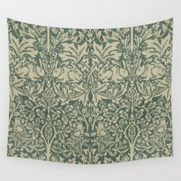 William Morris Brer Rabbit Forest Green Manilla Vintage Pattern Wall Tapestry