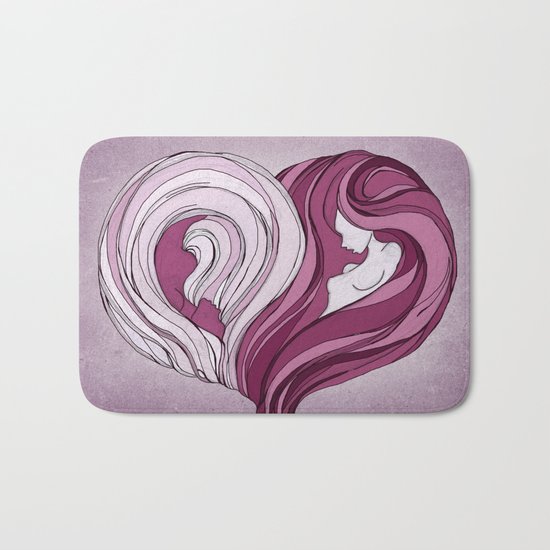Yin Yang Heart Bath Mat