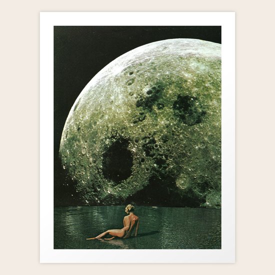 Quel giorno che arrivò la luna al lago mi stavo facendo il bidet Art Print