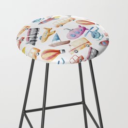 Transportation Kids Watercolor Pattern Illustration Bar Stool